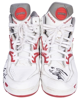 Circa 1990 Dominique Wilkins Game Used & Signed Pair of Reebok Sneakers - Both Sneakers Signed (McCormick LOA & Beckett)